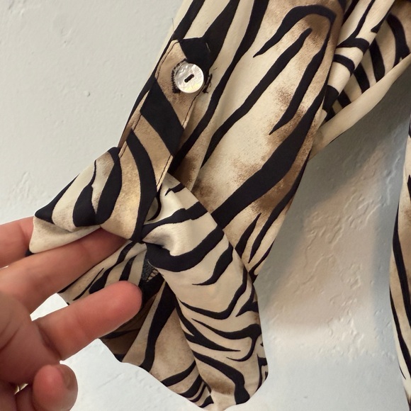 Chico's Black, Brown and Cream Animal Print Button-Down Shirt - Picture 6 of 9